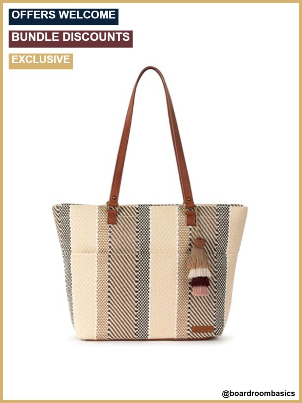 Large Shoulder Tote Bag with Zipper Closure, Dual Straps, Eco-Twill